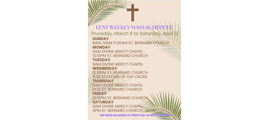 Lenten Mass Schedule